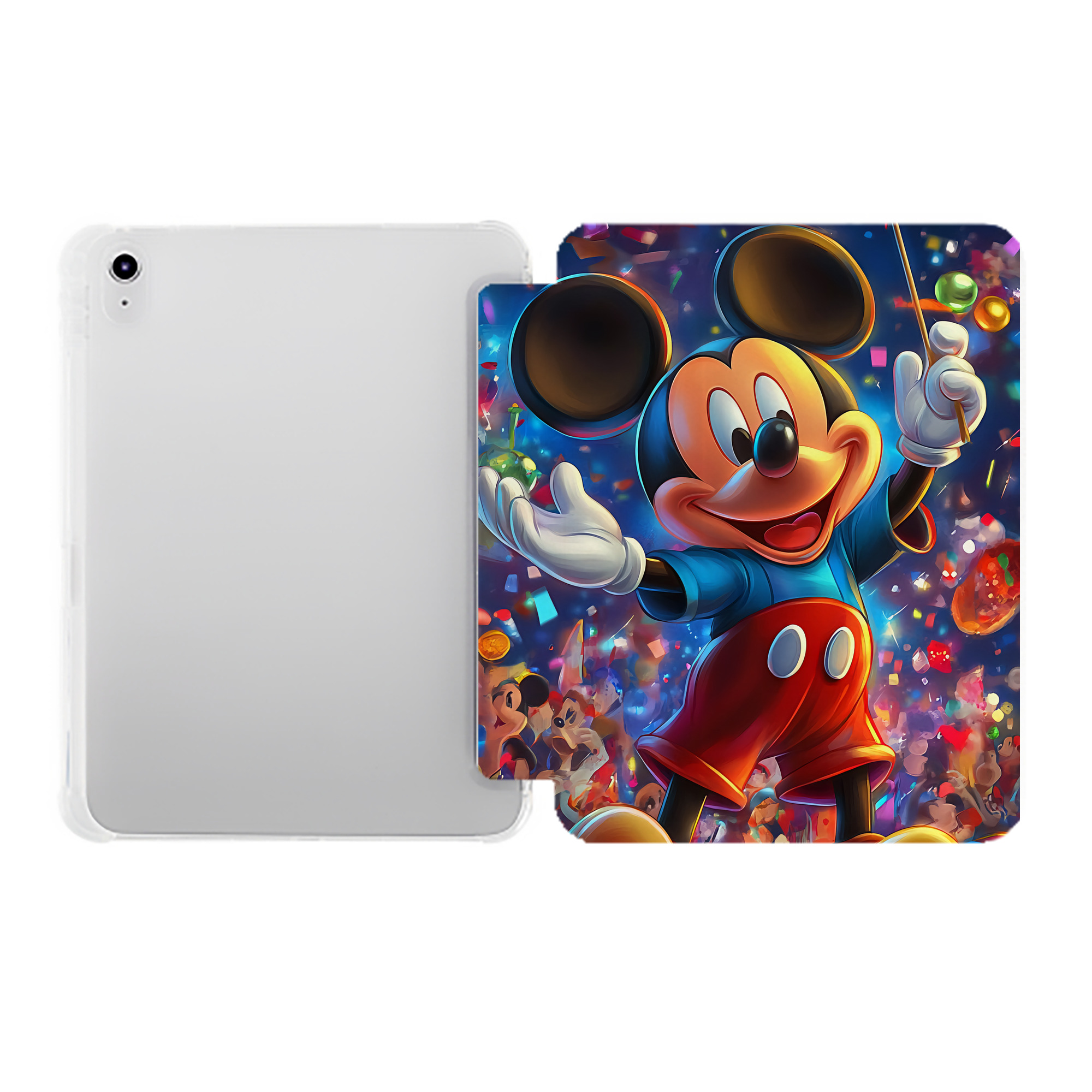 （画像用） ミッキーマウス Mickey Mouse IPad ケース ペン収納付き 三つ折りスタンド PUレザー×シリコン 対応機種9.5/10.5/10.9インチ